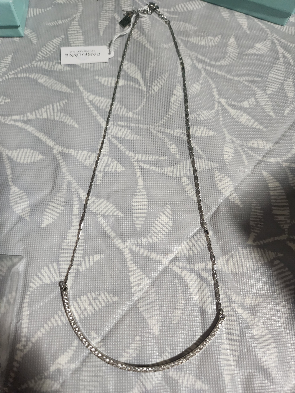 Park Lane Sparkling Silver Curved Bar Necklace